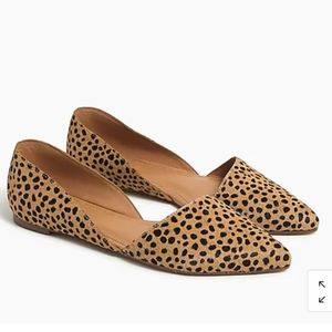 J Crew Zoe leopard calf hair d'Orsay flats